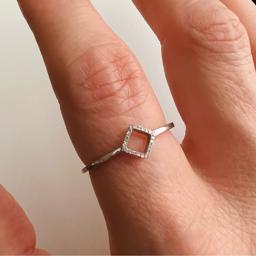 14k white gold minimal stacking ring